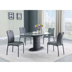 Table à manger extensible noire, piètement Art Déco, 4 à 6 places