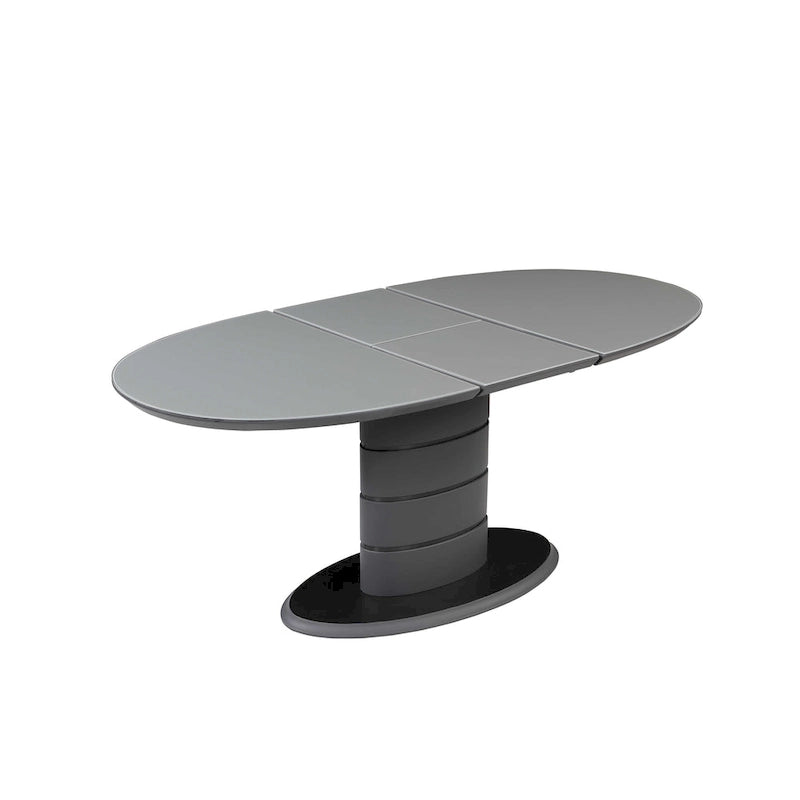 Table à manger extensible noire, piètement Art Déco, 4 à 6 places