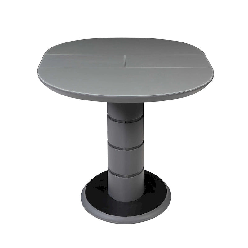 Table à manger extensible noire, piètement Art Déco, 4 à 6 places