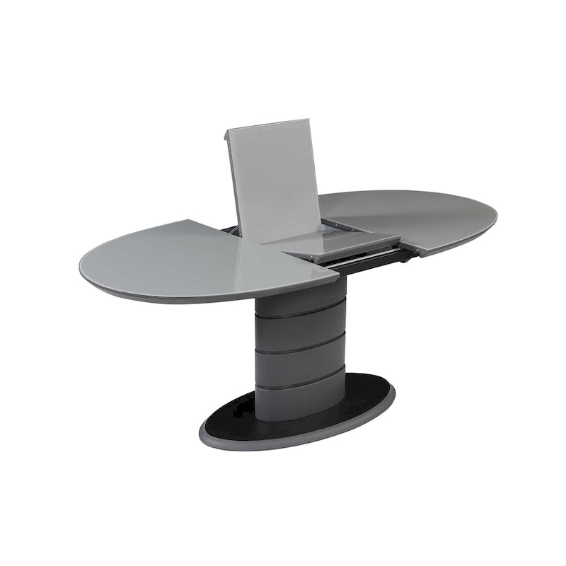 Table à manger extensible noire, piètement Art Déco, 4 à 6 places