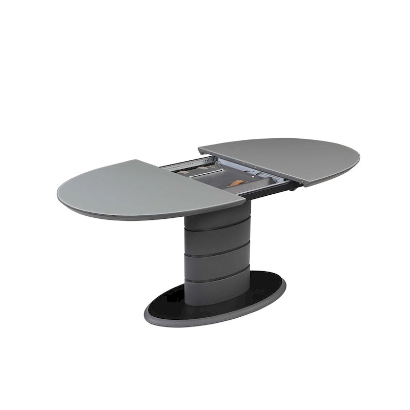 Table à manger extensible noire, piètement Art Déco, 4 à 6 places