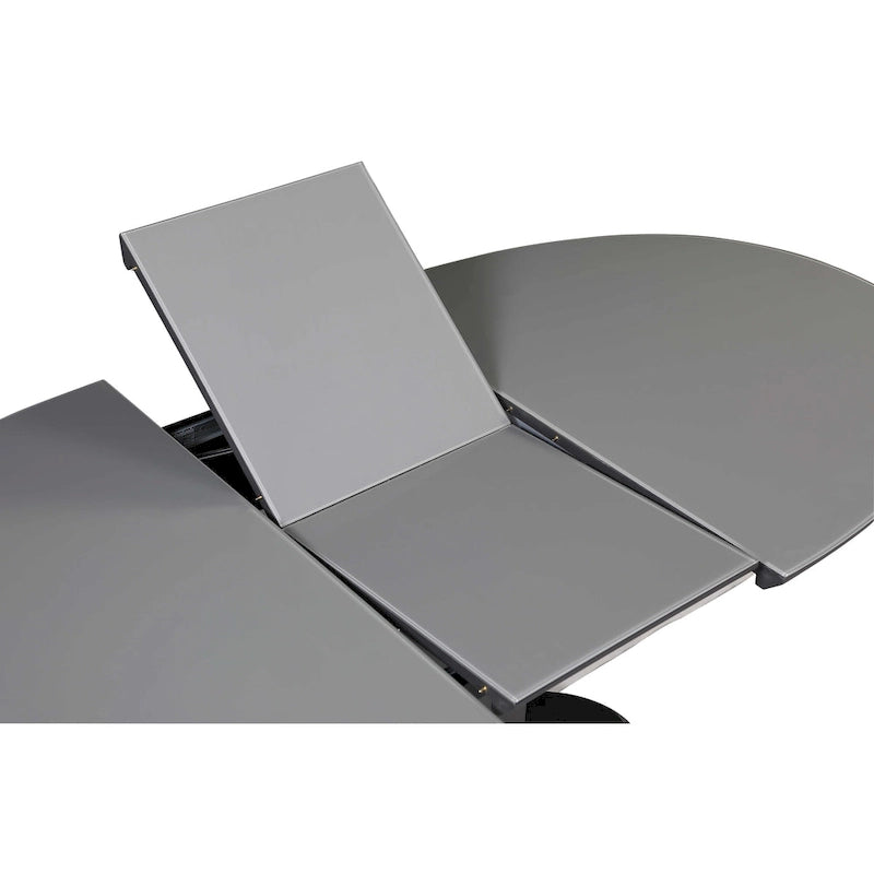 Table à manger extensible noire, piètement Art Déco, 4 à 6 places