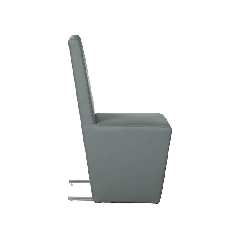 Chaise de salle à manger latérale rembourrée en similicuir gris, lot de 2 – Hauteur de salle à manger