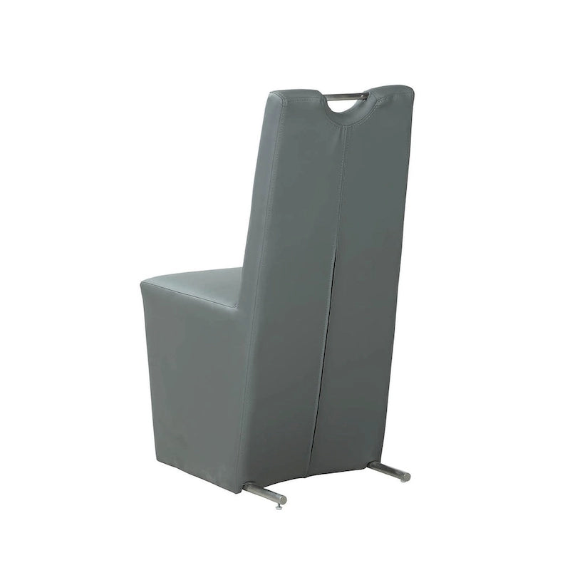 Chaise de salle à manger latérale rembourrée en similicuir gris, lot de 2 – Hauteur de salle à manger