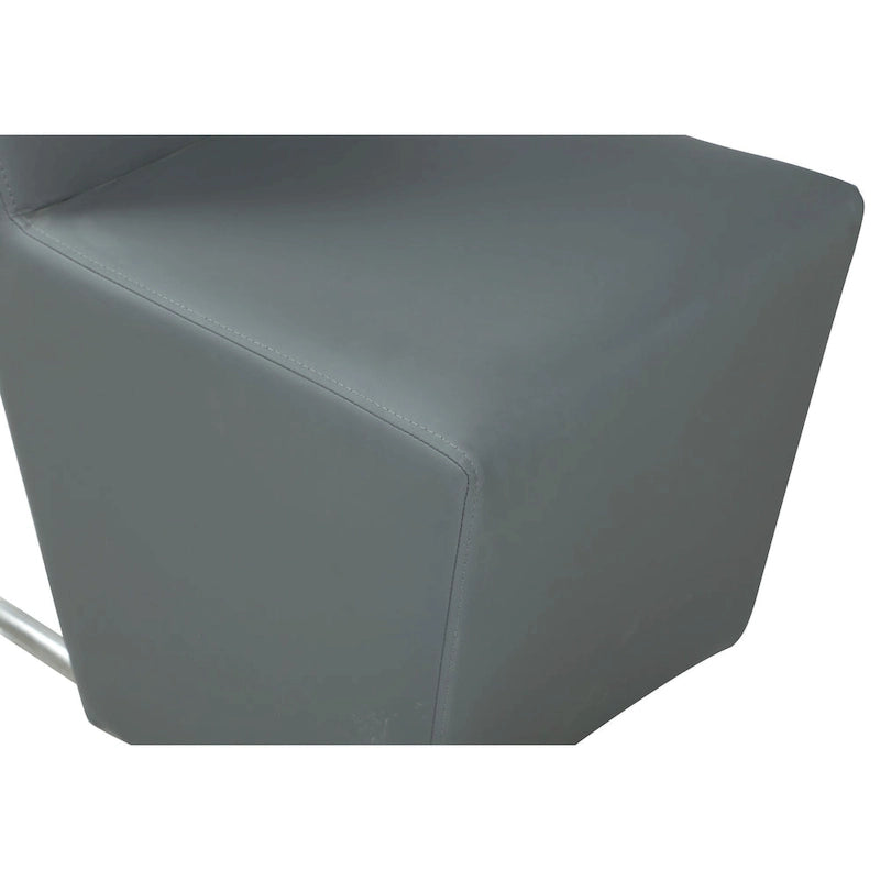 Chaise de salle à manger latérale rembourrée en similicuir gris, lot de 2 – Hauteur de salle à manger