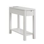 Table de chevet en bois marron/blanc/noir/gris avec tiroir et port USB-C, 1 utilisateur