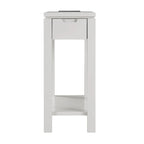Table de chevet en bois marron/blanc/noir/gris avec tiroir et port USB-C, 1 utilisateur