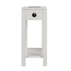 Table de chevet en bois marron/blanc/noir/gris avec tiroir et port USB-C, 1 utilisateur