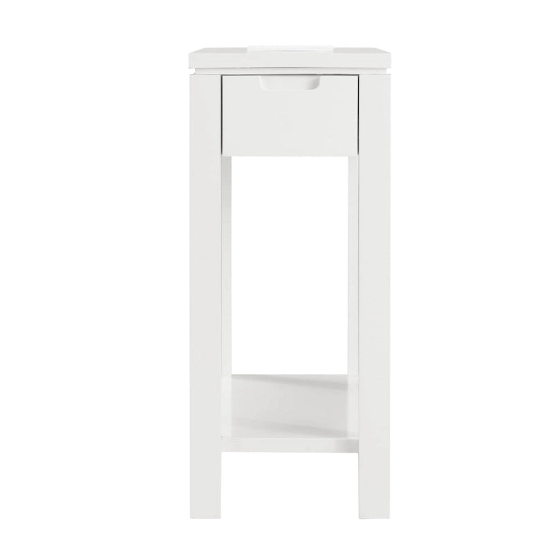 Table de chevet en bois marron/blanc/noir/gris avec tiroir et port USB-C, 1 utilisateur