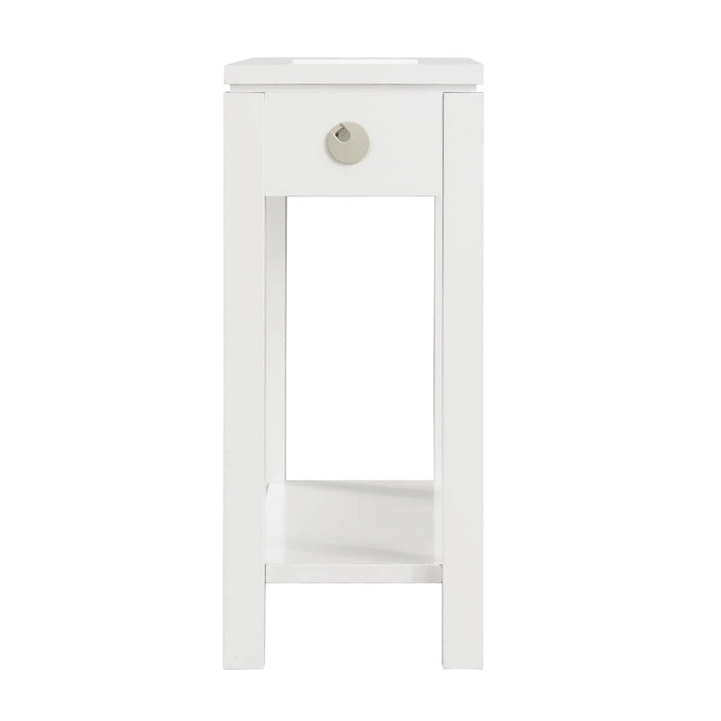 Table de chevet en bois marron/blanc/noir/gris avec tiroir et port USB-C, 1 utilisateur