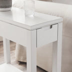 Table de chevet en bois marron/blanc/noir/gris avec tiroir et port USB-C, 1 utilisateur