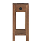 Table de chevet en bois marron/blanc/noir/gris avec tiroir et port USB-C, 1 utilisateur