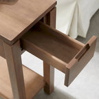 Table de chevet en bois marron/blanc/noir/gris avec tiroir et port USB-C, 1 utilisateur