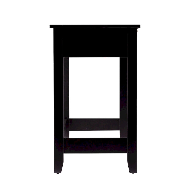 Console noire à 2 tiroirs avec accents en rotin