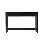 Console noire à 2 tiroirs avec accents en rotin