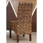 Chaise de salle à manger Victor en abaca tissé/acajou (Lot de 2)