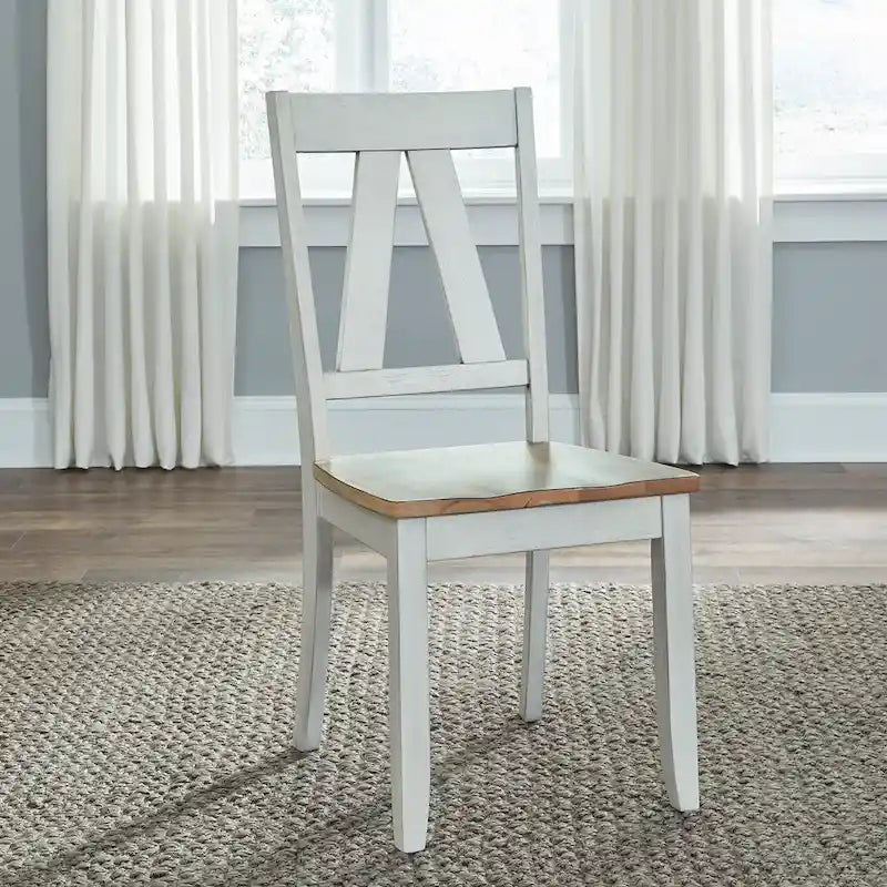 Ensemble de 7 meubles de table à tréteaux Lindsey Farm, blanc vieilli et grès