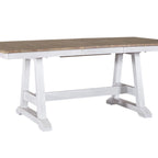 Ensemble de 7 meubles de table à tréteaux Lindsey Farm, blanc vieilli et grès