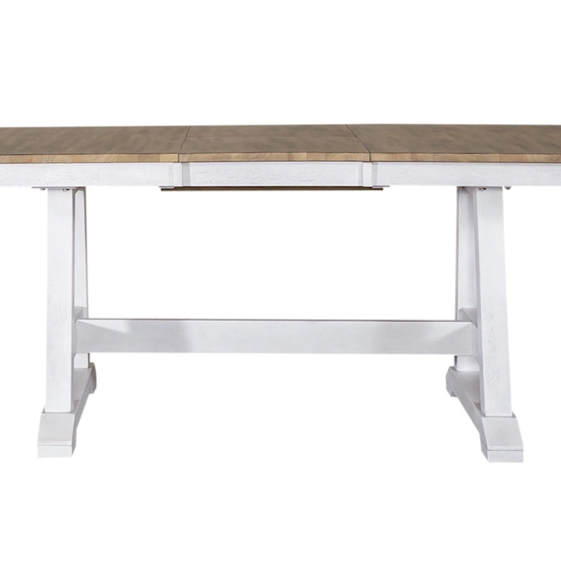 Ensemble de 7 meubles de table à tréteaux Lindsey Farm, blanc vieilli et grès