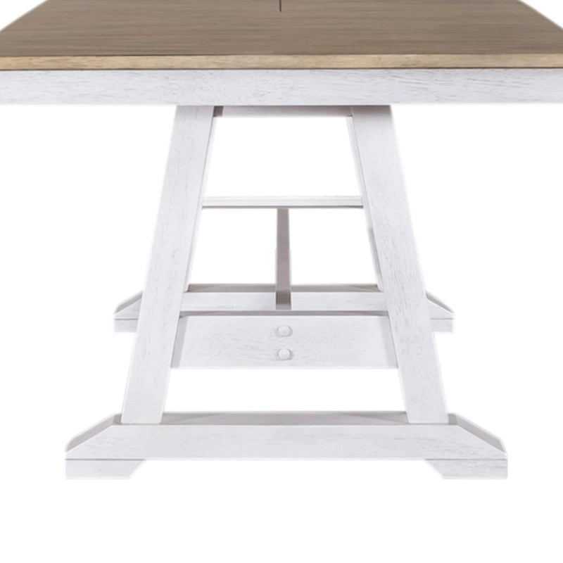Ensemble de 7 meubles de table à tréteaux Lindsey Farm, blanc vieilli et grès