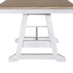 Ensemble de 7 meubles de table à tréteaux Lindsey Farm, blanc vieilli et grès
