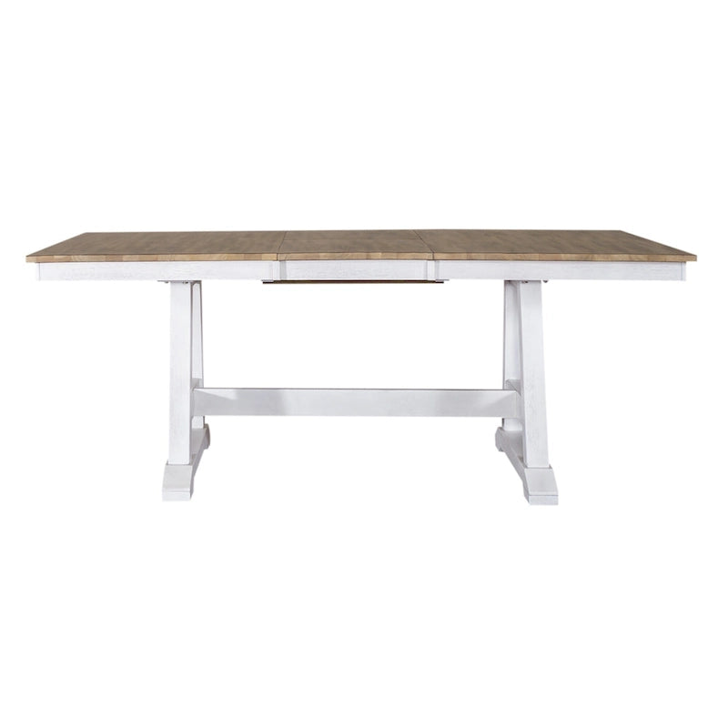 Ensemble de 7 meubles de table à tréteaux Lindsey Farm, blanc vieilli et grès