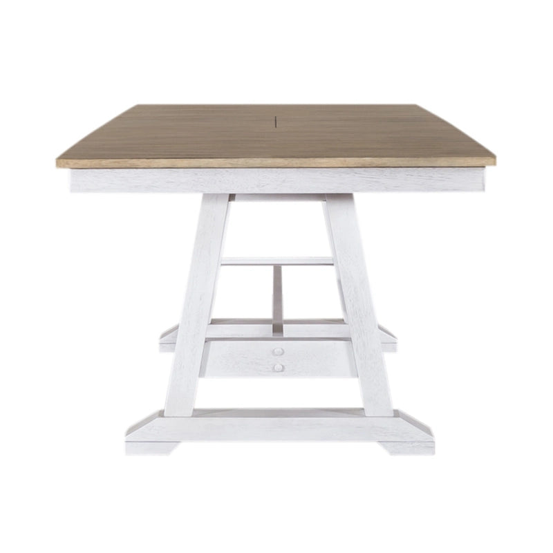 Ensemble de 7 meubles de table à tréteaux Lindsey Farm, blanc vieilli et grès
