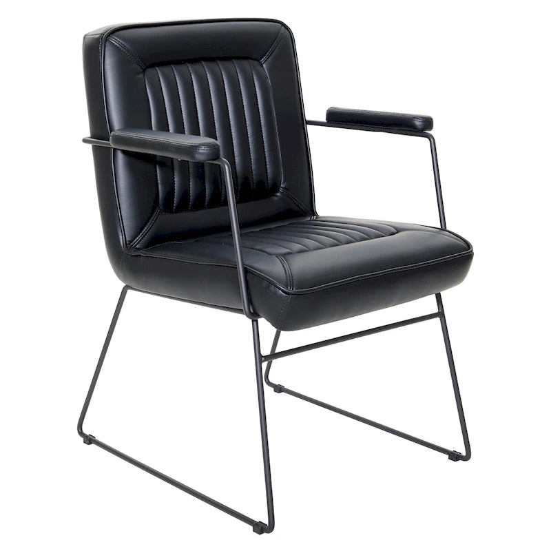 Fauteuil d'appoint en similicuir, piètement luge, une place – Blanc / Sable / Marine / Noir / Anthracite