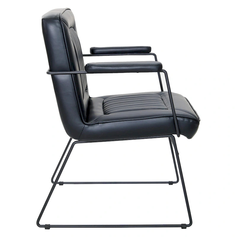 Fauteuil d'appoint en similicuir, piètement luge, une place – Blanc / Sable / Marine / Noir / Anthracite