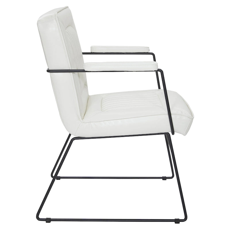 Fauteuil d'appoint en similicuir, piètement luge, une place – Blanc / Sable / Marine / Noir / Anthracite