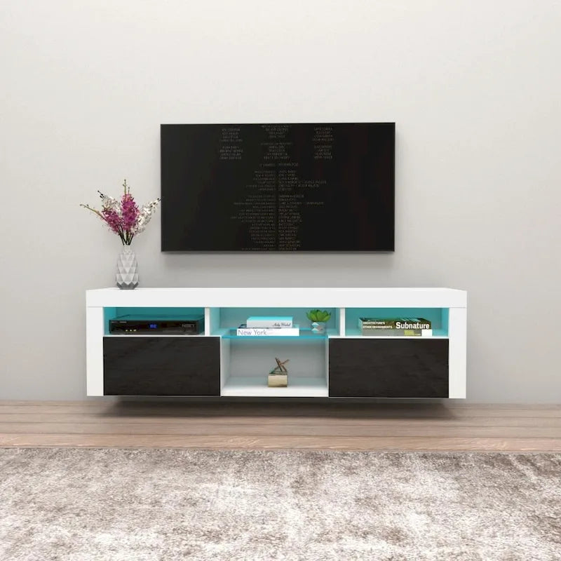 Meuble TV flottant mural Bari 160 avec 16 couleurs de LED