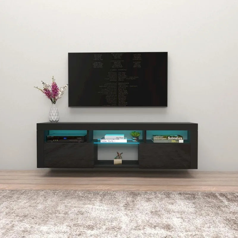 Meuble TV flottant mural Bari 160 avec 16 couleurs de LED