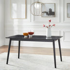 Table à manger rectangulaire style Mid-Century en noyer, gris et noir, 6 places