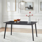Table à manger rectangulaire style Mid-Century en noyer, gris et noir, 6 places