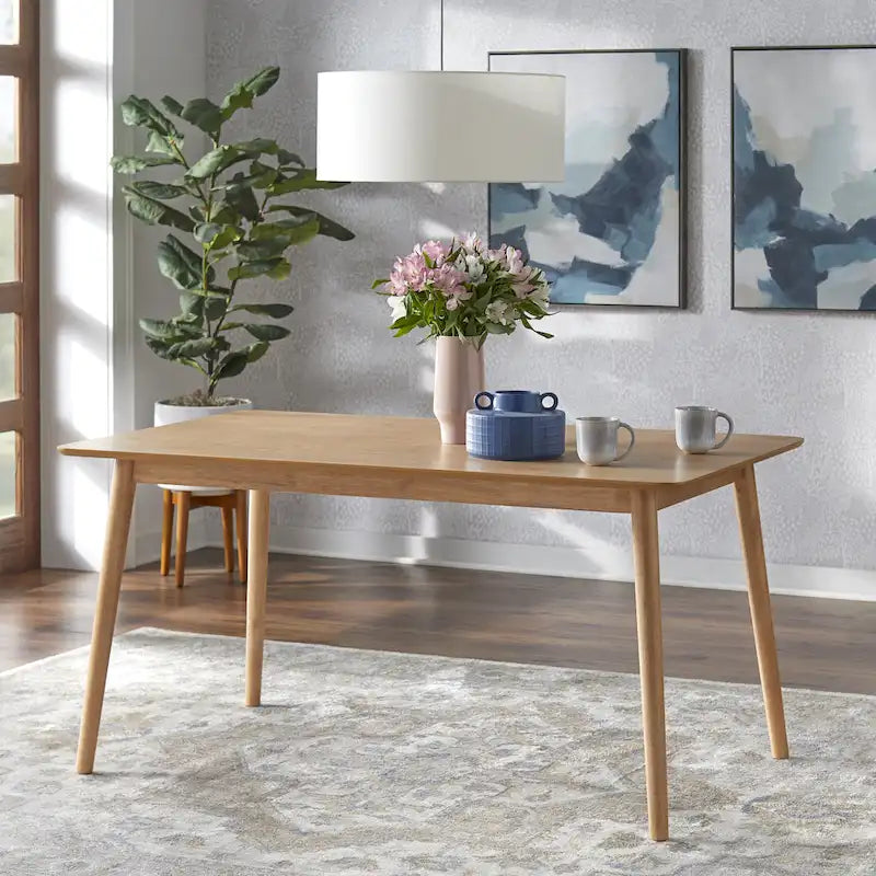 Table à manger rectangulaire style Mid-Century en noyer, gris et noir, 6 places
