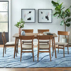 Table à manger rectangulaire style Mid-Century en noyer, gris et noir, 6 places