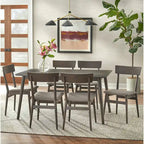 Table à manger rectangulaire style Mid-Century en noyer, gris et noir, 6 places