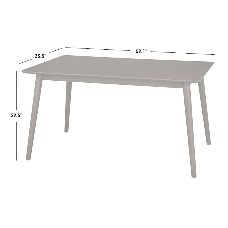 Table à manger rectangulaire style Mid-Century en noyer, gris et noir, 6 places