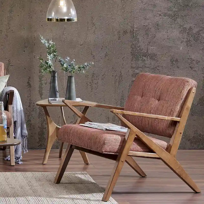 INK+IVY Rocket Upholstered Arm Chair with Angled Wood Frame