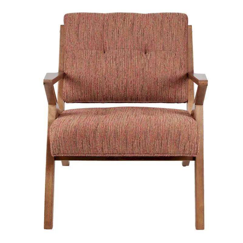 Fauteuil d'appoint du milieu du siècle Orange / Gris clair, Dossier capitonné, Cadre en bois, 1 place