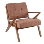 Fauteuil d'appoint du milieu du siècle Orange / Gris clair, Dossier capitonné, Cadre en bois, 1 place