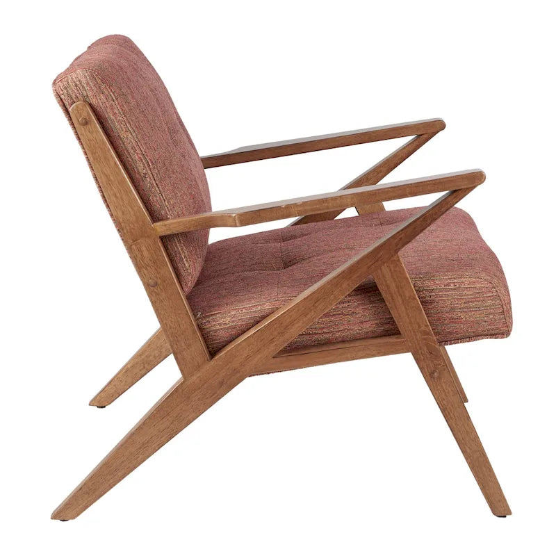 Fauteuil d'appoint du milieu du siècle Orange / Gris clair, Dossier capitonné, Cadre en bois, 1 place