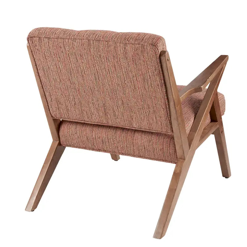 Fauteuil d'appoint du milieu du siècle Orange / Gris clair, Dossier capitonné, Cadre en bois, 1 place