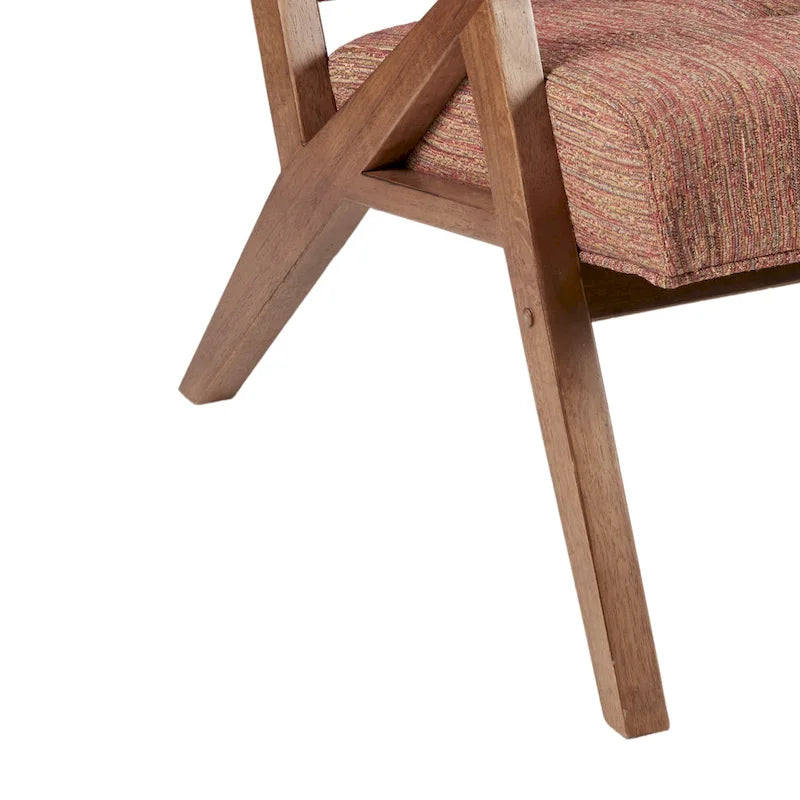 Fauteuil d'appoint du milieu du siècle Orange / Gris clair, Dossier capitonné, Cadre en bois, 1 place