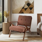 Fauteuil d'appoint du milieu du siècle Orange / Gris clair, Dossier capitonné, Cadre en bois, 1 place
