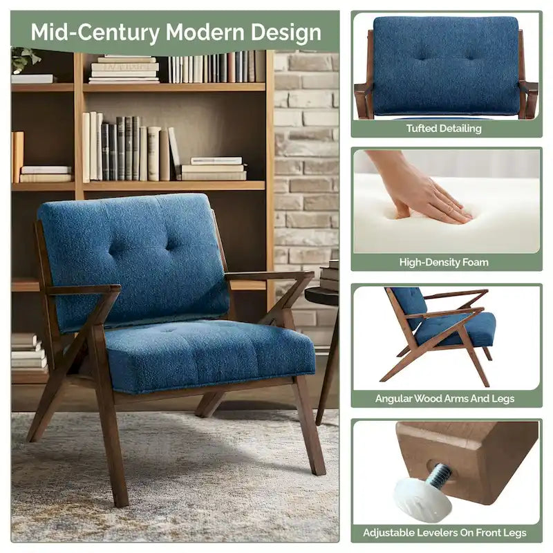 Fauteuil d'appoint du milieu du siècle Orange / Gris clair, Dossier capitonné, Cadre en bois, 1 place