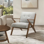 Fauteuil d'appoint du milieu du siècle Orange / Gris clair, Dossier capitonné, Cadre en bois, 1 place