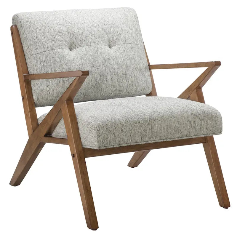 Fauteuil d'appoint du milieu du siècle Orange / Gris clair, Dossier capitonné, Cadre en bois, 1 place