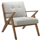 Fauteuil d'appoint du milieu du siècle Orange / Gris clair, Dossier capitonné, Cadre en bois, 1 place