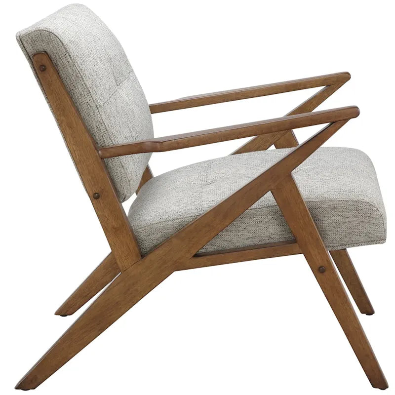 Fauteuil d'appoint du milieu du siècle Orange / Gris clair, Dossier capitonné, Cadre en bois, 1 place